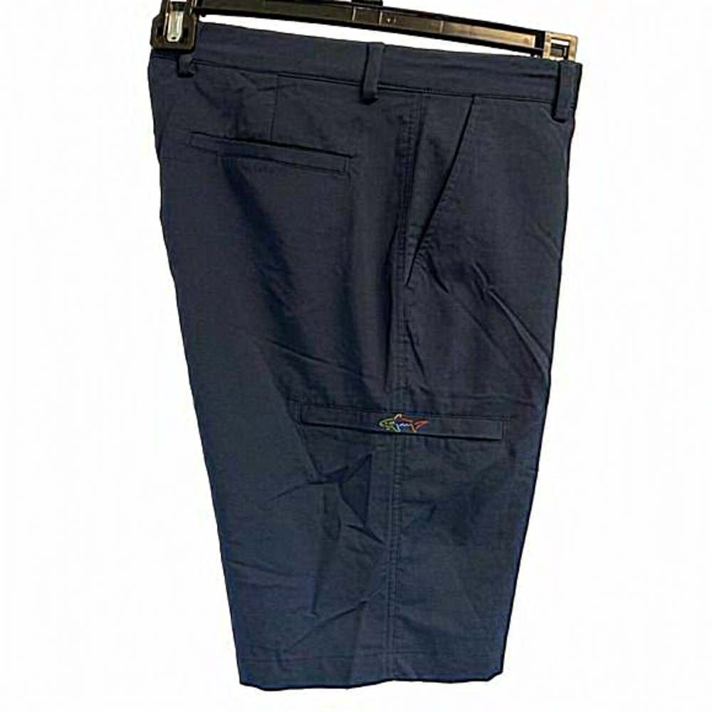 Greg Norman Men's Golf Shorts Navy Blue Size 32 inseam 10" Logo Elastic Waist